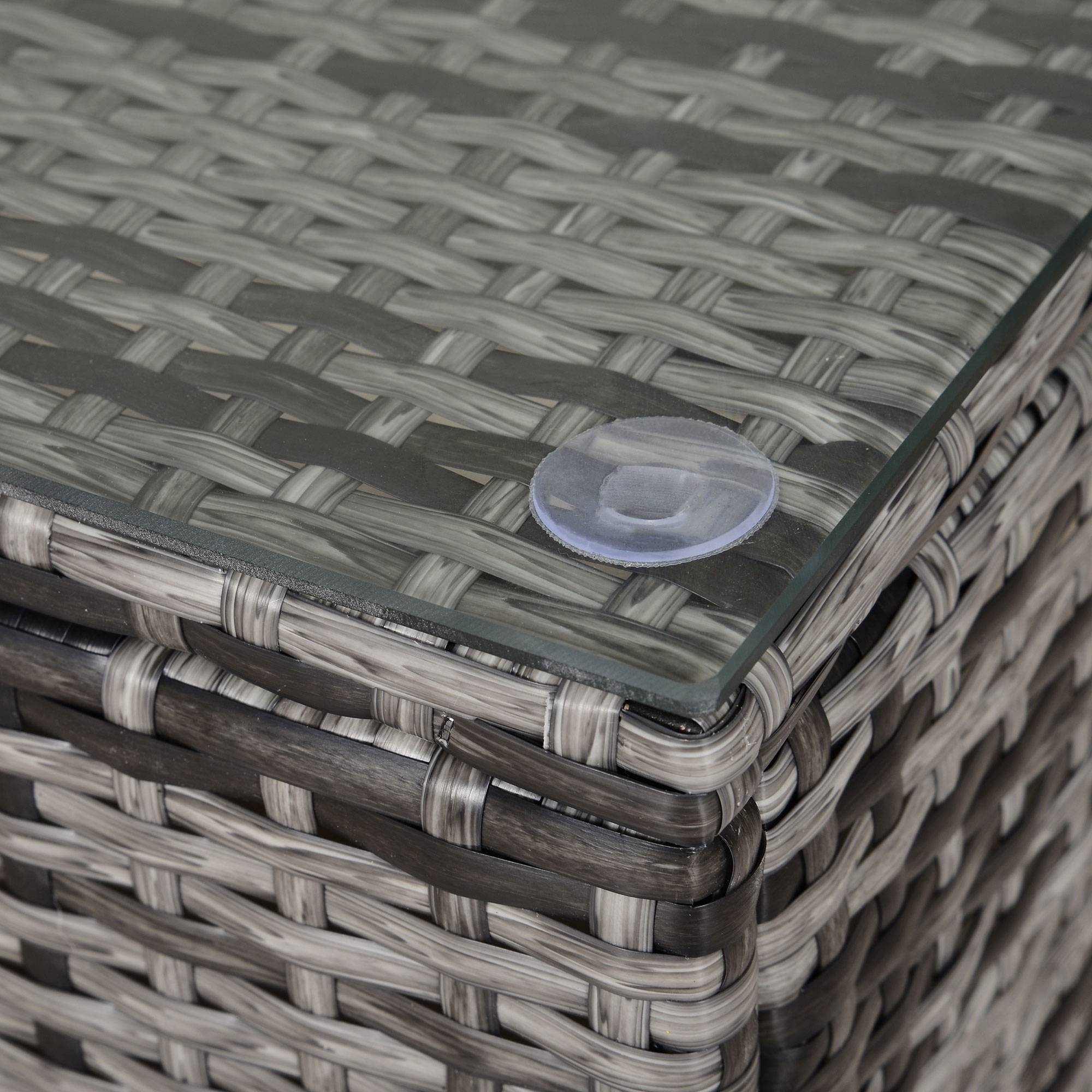 Table Basse de Jardin Plateau Verre trempé 5 mm rotin tressé 85 x 50 x 39cm Max. 70 kg gris - Image 10