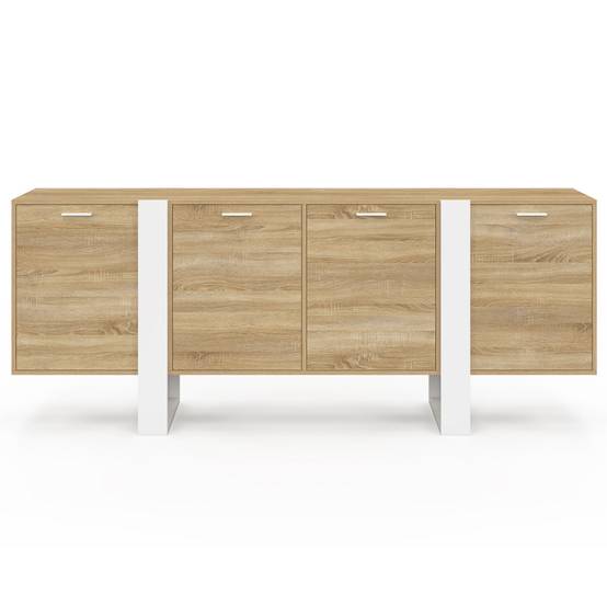 Buffet enfilade 200 cm PHOENIX XXL 4 portes bois et blanc - Image 3