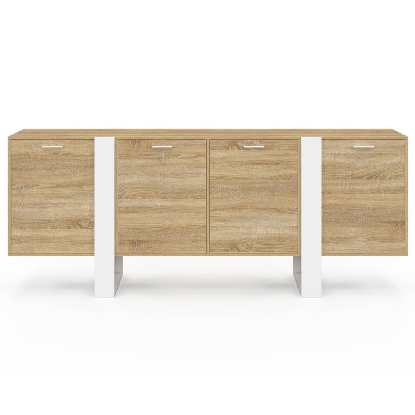Buffet enfilade 200 cm PHOENIX XXL 4 portes bois et blanc - Image 3