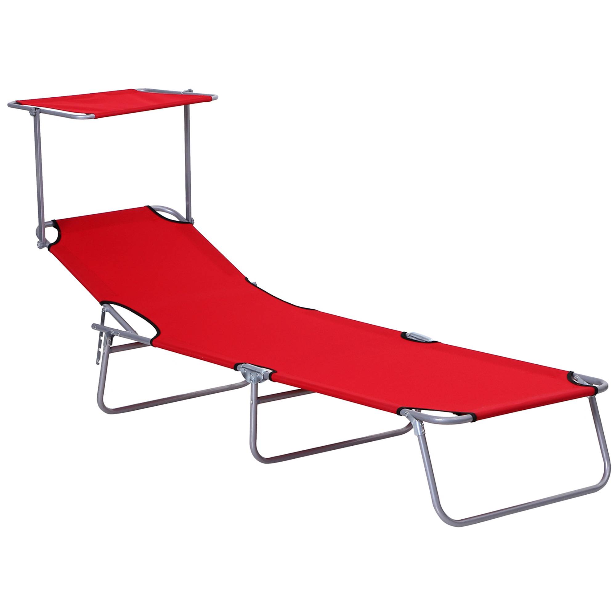 Maison Chic - Transat Bain de Soleil Pliable Chaise Longue Grand Confort - 187x58x36cm Métal Rouge fr577