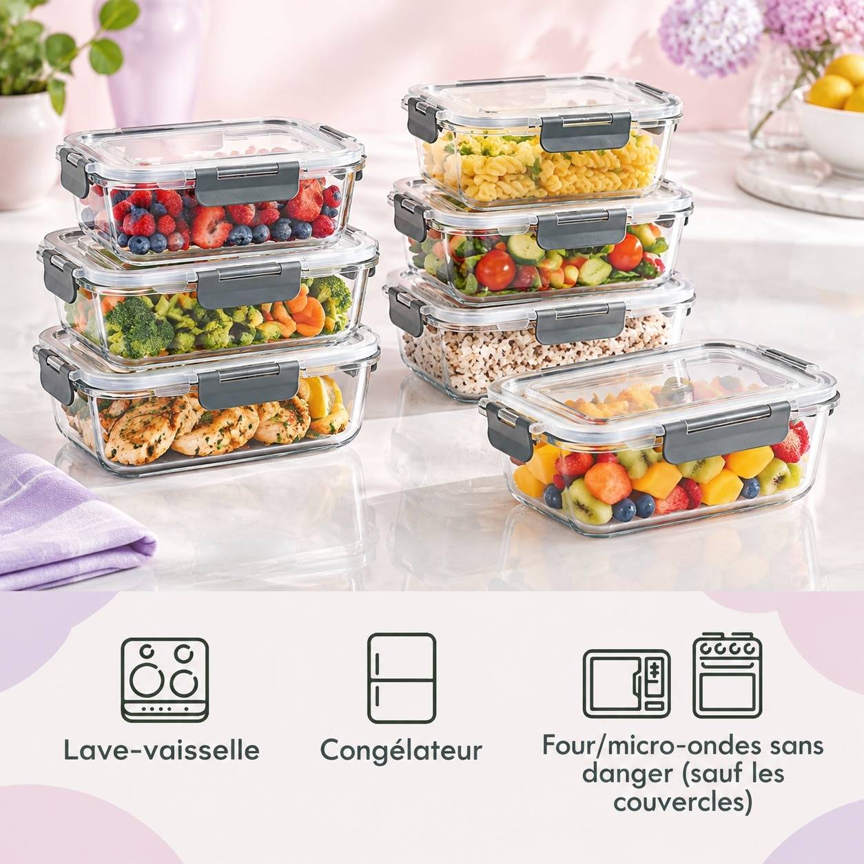 Lot de 10 Contenants Alimentaires en Verre avec Couvercles Hermétiques - Image 4