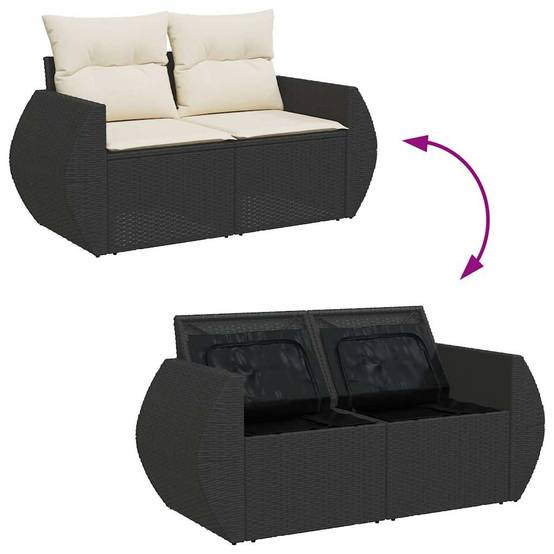 Salon de jardin 6 places résine tressée avec coffres et table relevable Noir – ComfortXL Outdoor Living - Image 9