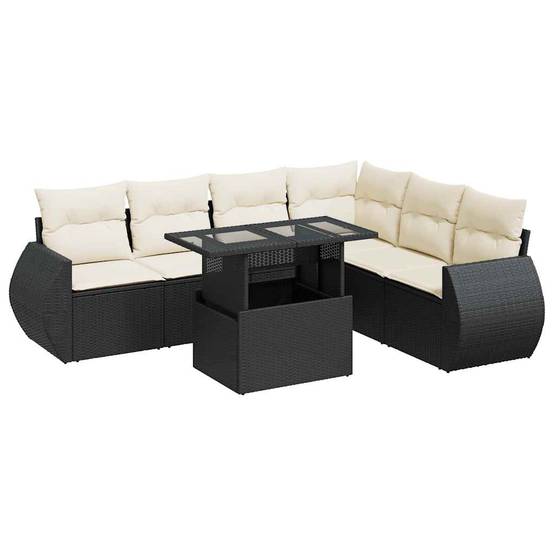 Salon de jardin 6 places résine tressée avec coffres et table relevable Noir – ComfortXL Outdoor Living - Image 2