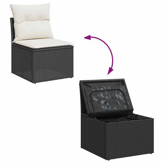 Salon de jardin 6 places résine tressée avec coffres et table relevable Noir – ComfortXL Outdoor Living - Image 7