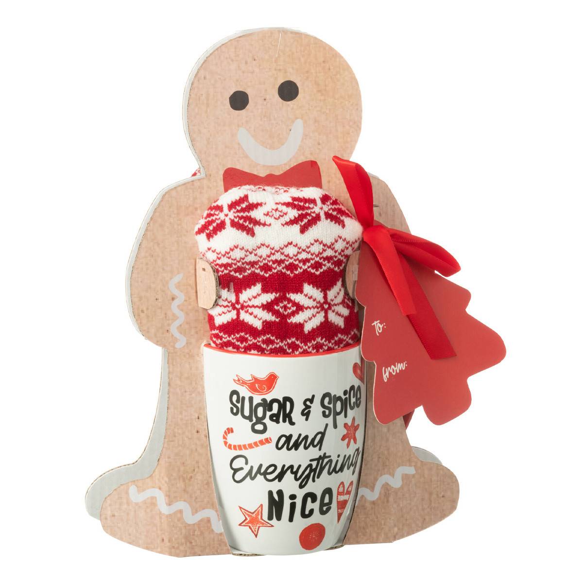 J-Line - Mug en Céramique & Chausson "Nice" 22cm Rouge - Image 1