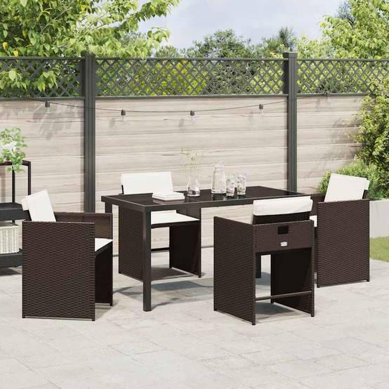 Ensemble de salle à manger pour jardin 5 pcs | Mobilier d'extérieur Marron polyrotin Maison Chic - Image 4