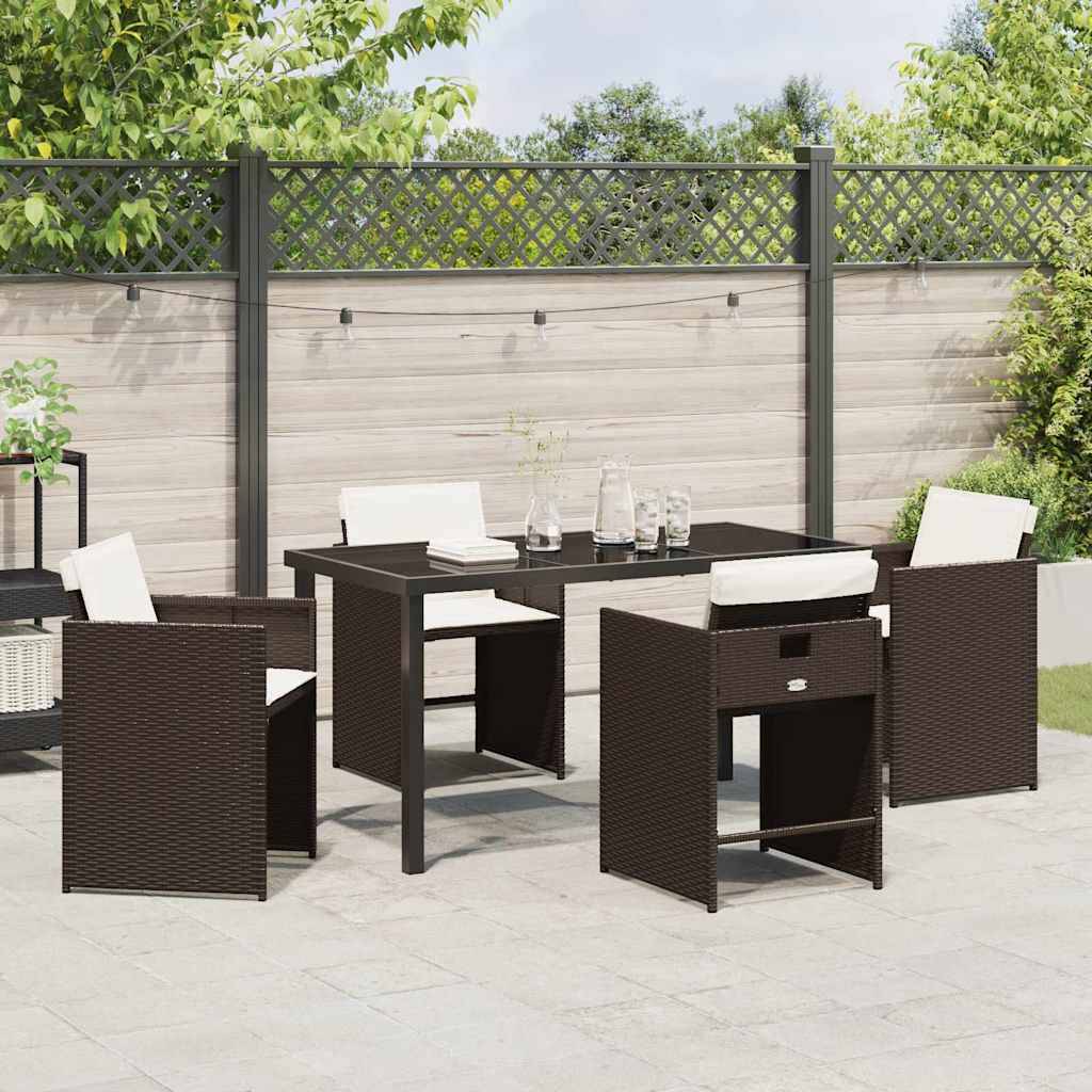 Ensemble de salle à manger pour jardin 5 pcs | Mobilier d'extérieur Marron polyrotin Maison Chic - Image 4