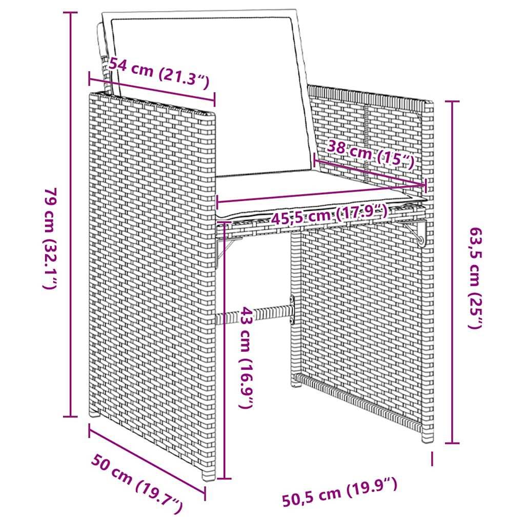 Ensemble de salle à manger pour jardin 5 pcs | Mobilier d'extérieur Marron polyrotin Maison Chic - Image 8