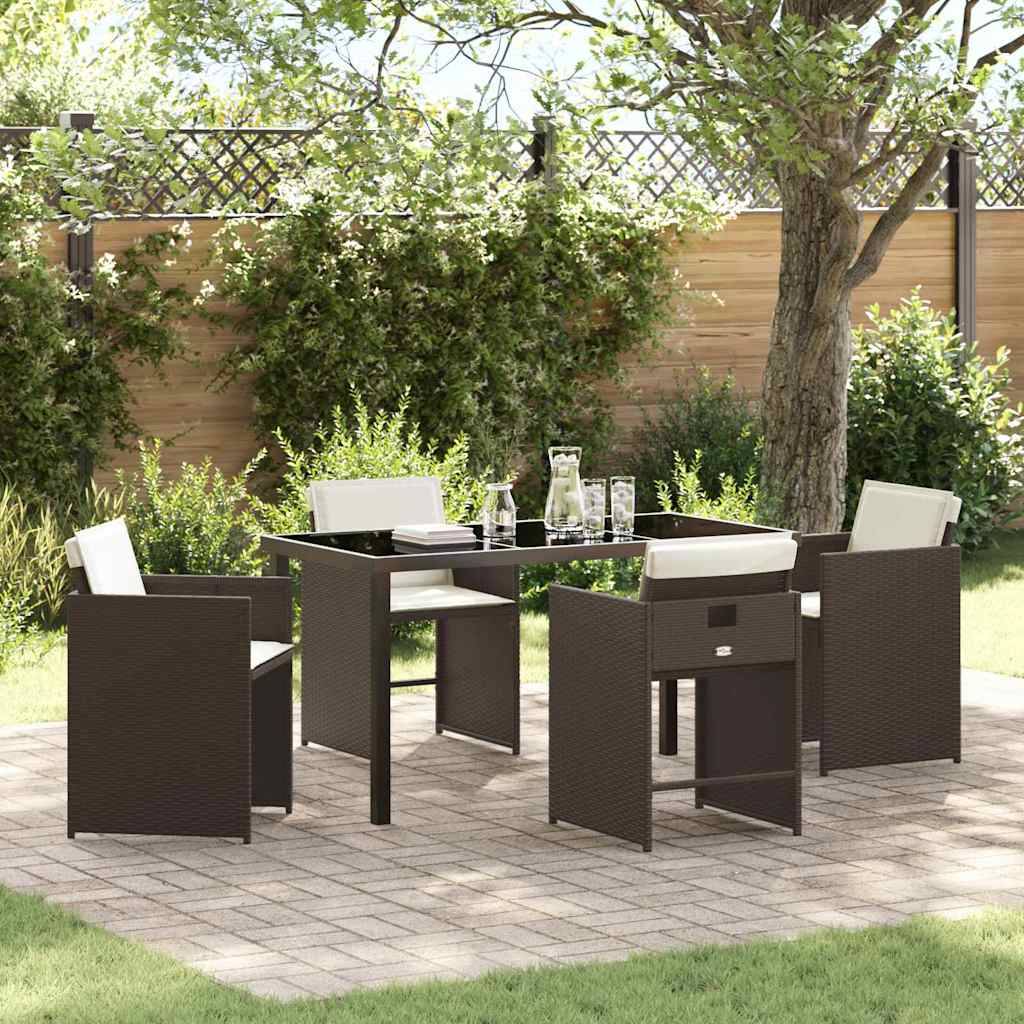 Ensemble de salle à manger pour jardin 5 pcs | Mobilier d'extérieur Marron polyrotin Maison Chic - Image 2