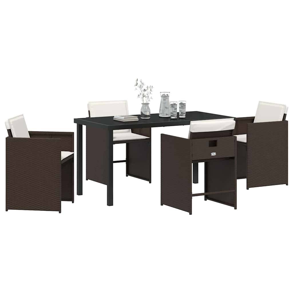 Ensemble de salle à manger pour jardin 5 pcs | Mobilier d'extérieur Marron polyrotin Maison Chic - Image 3