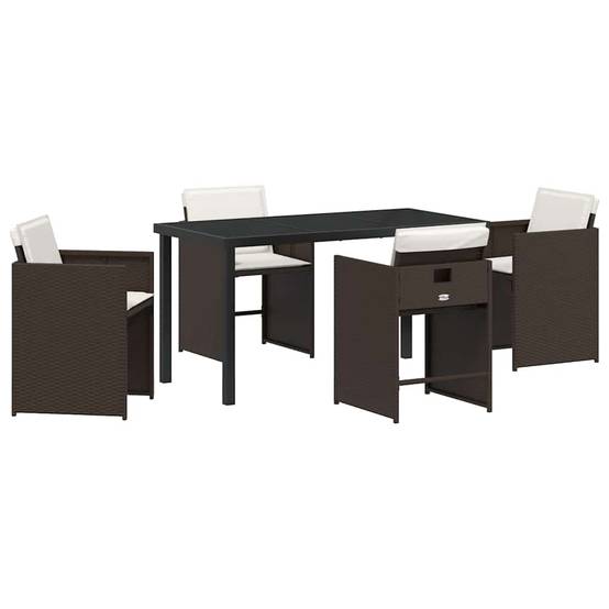 Ensemble de salle à manger pour jardin 5 pcs | Mobilier d'extérieur Marron polyrotin Maison Chic - Image 1
