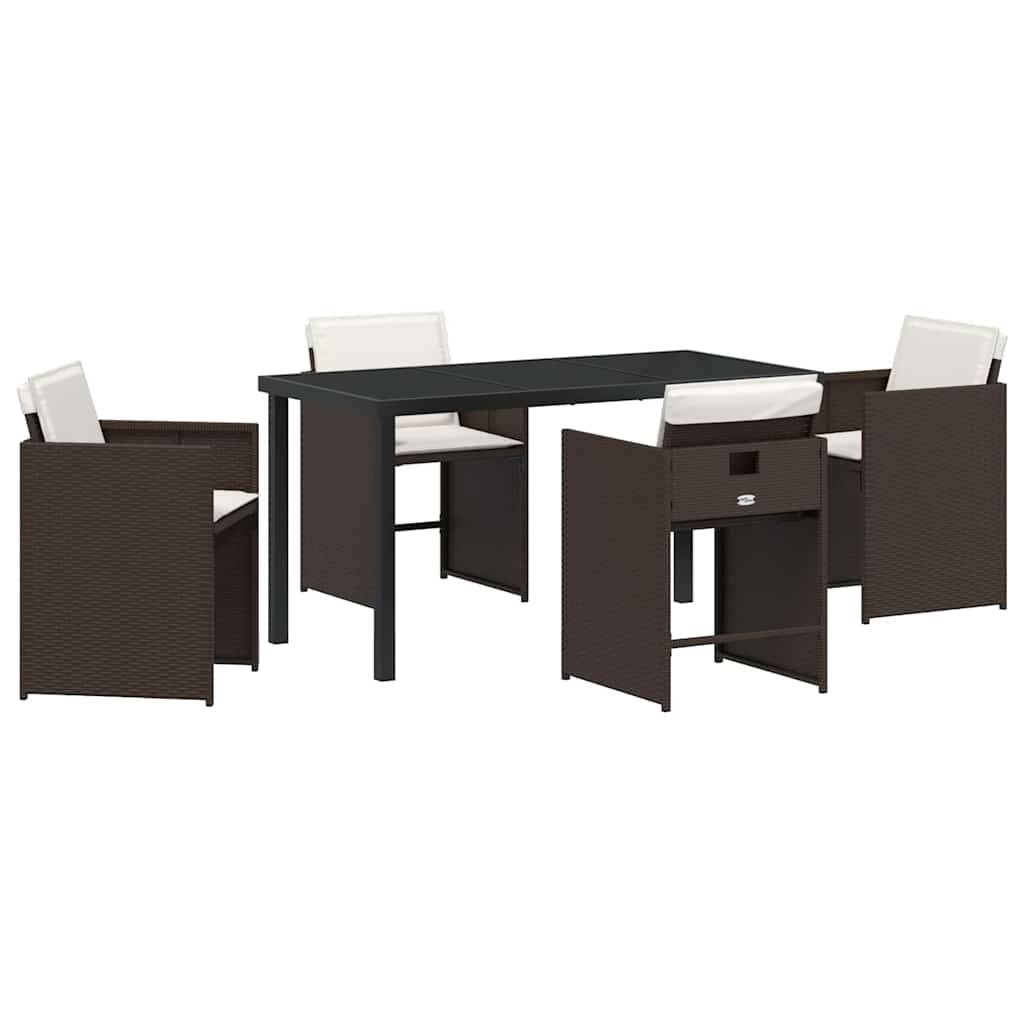 Ensemble de salle à manger pour jardin 5 pcs | Mobilier d'extérieur Marron polyrotin Maison Chic