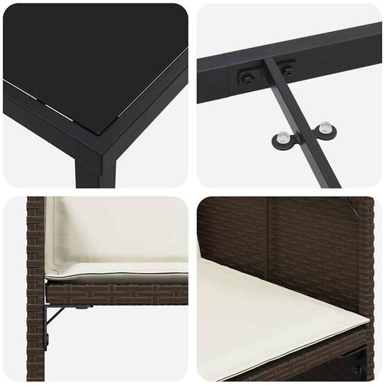 Ensemble de salle à manger pour jardin 5 pcs | Mobilier d'extérieur Marron polyrotin Maison Chic - Image 9