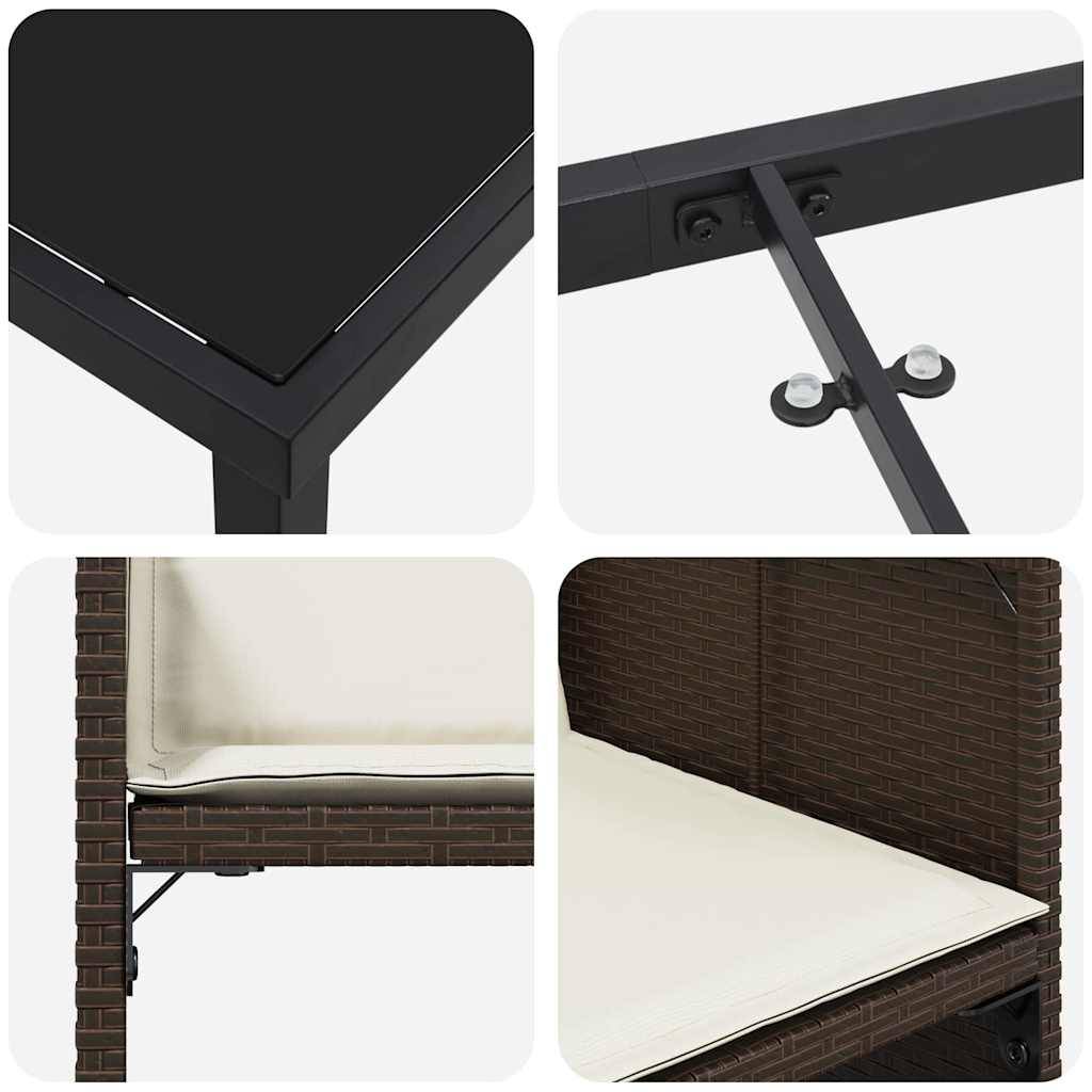 Ensemble de salle à manger pour jardin 5 pcs | Mobilier d'extérieur Marron polyrotin Maison Chic - Image 9