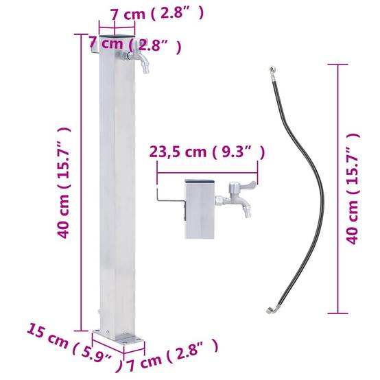PANGIVO - Colonne à eau acier inoxydable argenté 23.5 x 7 x 40 cm, poids:1.4kg - PANGIVO - Image 7