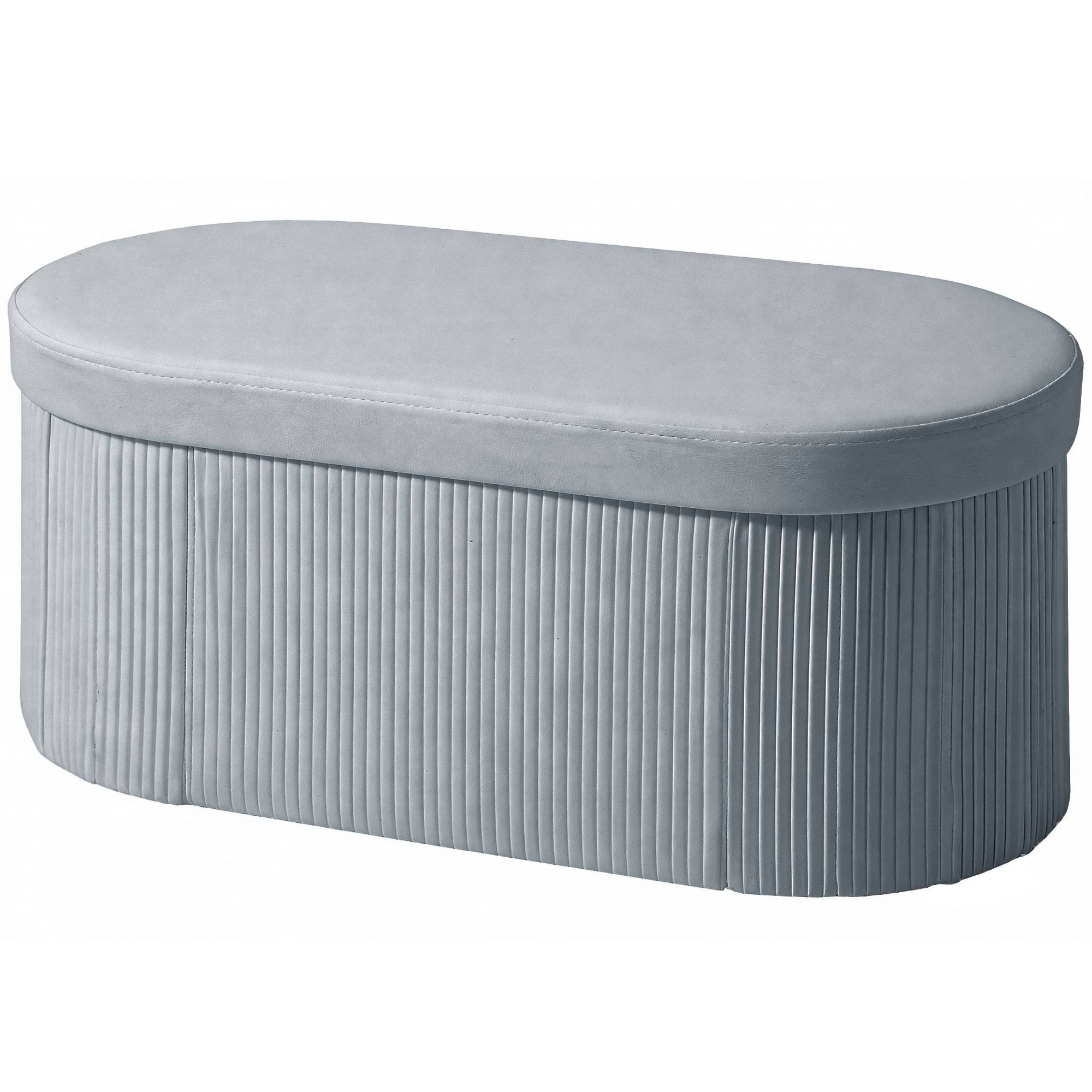 Banc coffre ottoman avec coffre de rangement pliable, 72 L, 76 x 38 x 35 cm, revêtement en velours, gris foncé. - Image 2
