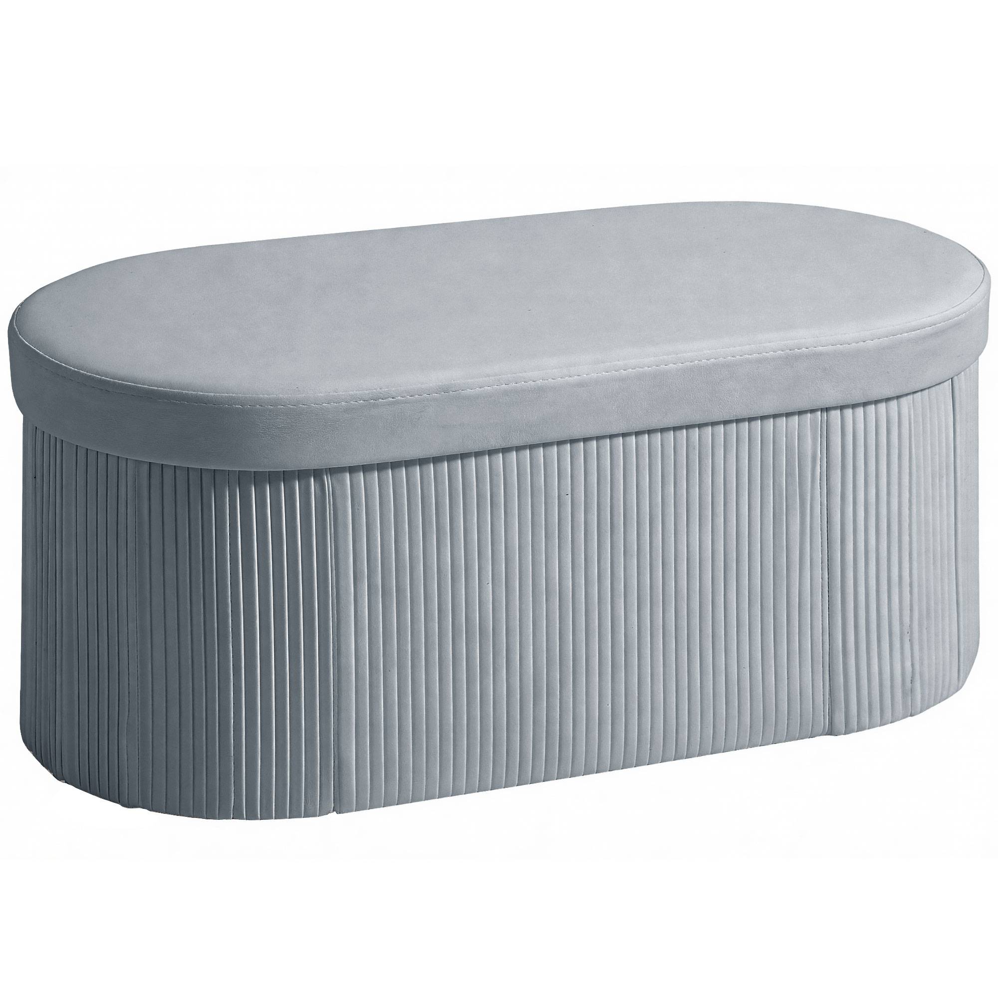 Banc coffre ottoman avec coffre de rangement pliable, 72 L, 76 x 38 x 35 cm, revêtement en velours, gris foncé.