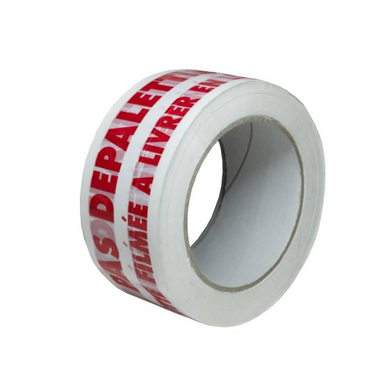 Tecplast - Ruban adhésif d'emballage 28µ blanc imprimé "NE PAS DEPALETTISER" en rouge - rouleau adhésif d'expédition 50 mm x 100 m TECPLAST - Image 1