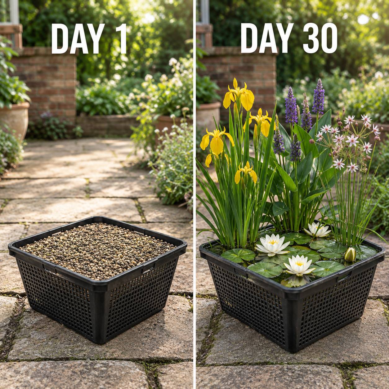 0 - Mini Plantes Bassin Set Blanc - 4 Plantes Panier Substrat Engrais - Image 4