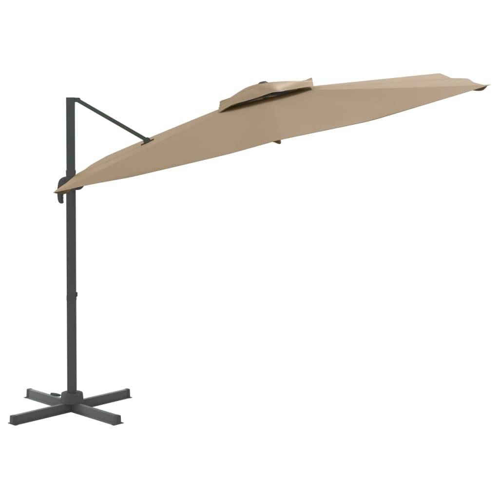 Helloshop26 - Parasol meuble de jardin cantilever à double toit 300 x 300 cm taupe - Image 2