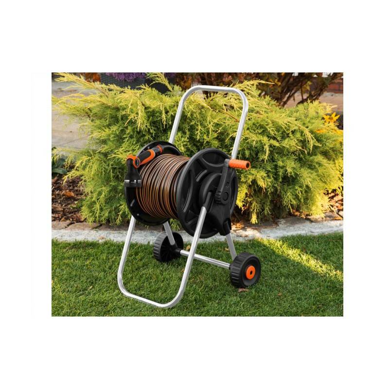 Kit dévidoir avec tuyau arrosage 1/2" BLACK LINE 20m et accessoires - Image 2