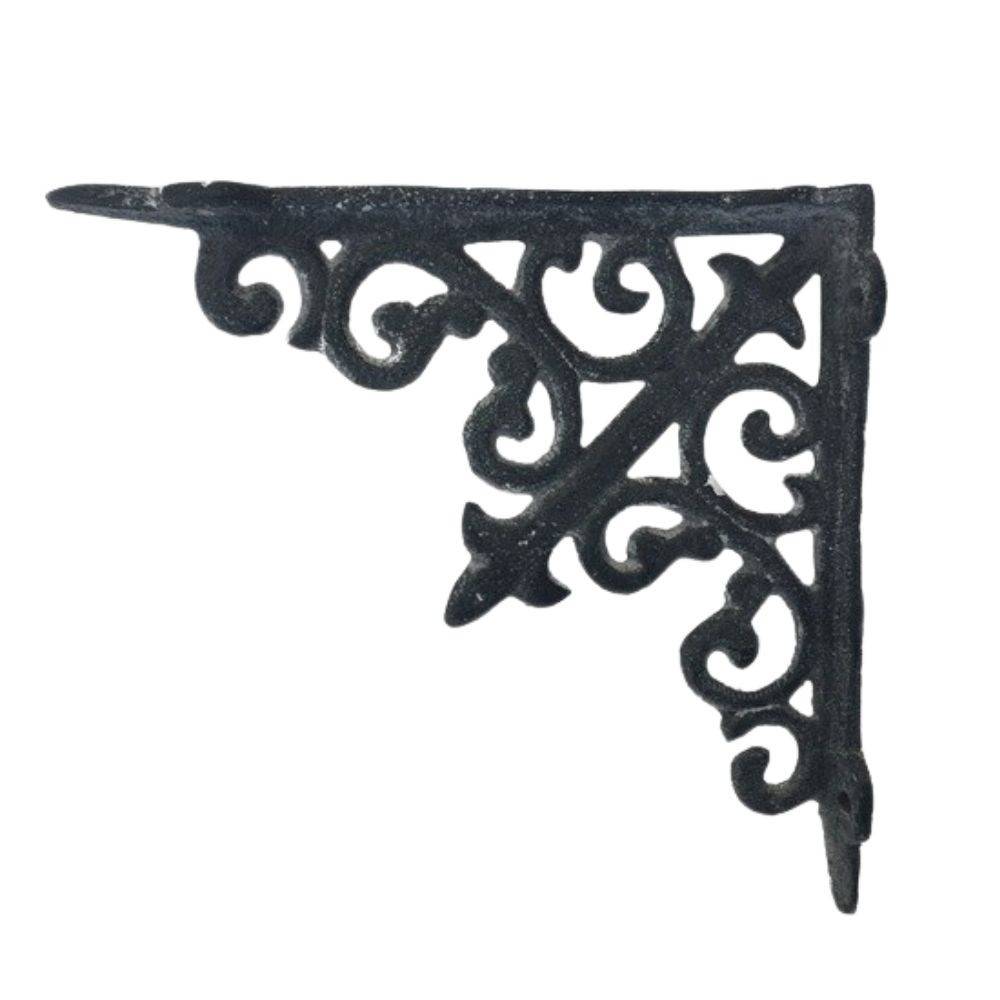 Equerre fixation étagère vintage ancienne fonte grise 15 x 15 cm Chemin de campagne - Image 1
