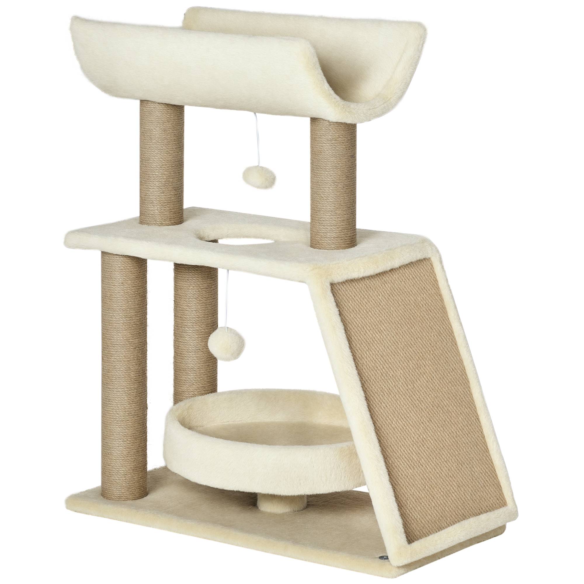 Sans Marque - Arbre à chats design cosy chic multi-équipements centre d'activités griffoirs grattoir plateformes brun clair - Image 1