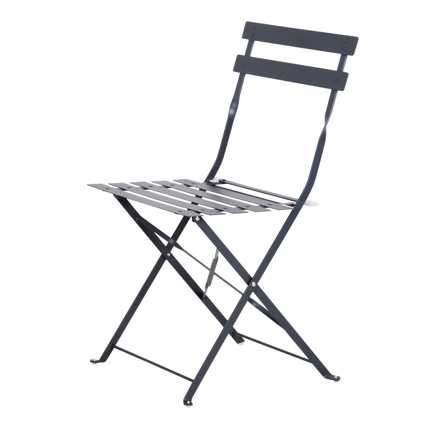 Avril Paris - Table et chaises pliantes bistrot balcon terrasse - 2 places - Anthracite - FLORE - Image 2
