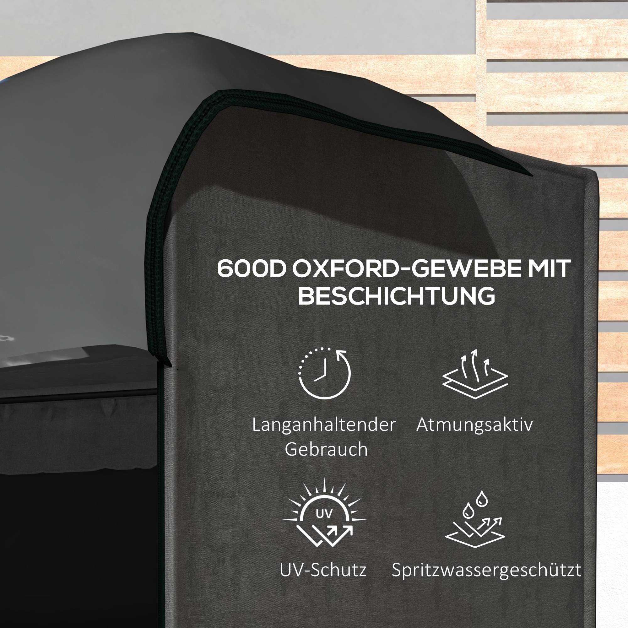 ComfortXL - Housse de protection pour balancelle de jardin tissu Oxford imperméable 205x124x164cm gris foncé - ComfortXL Outdoor Living - Image 6