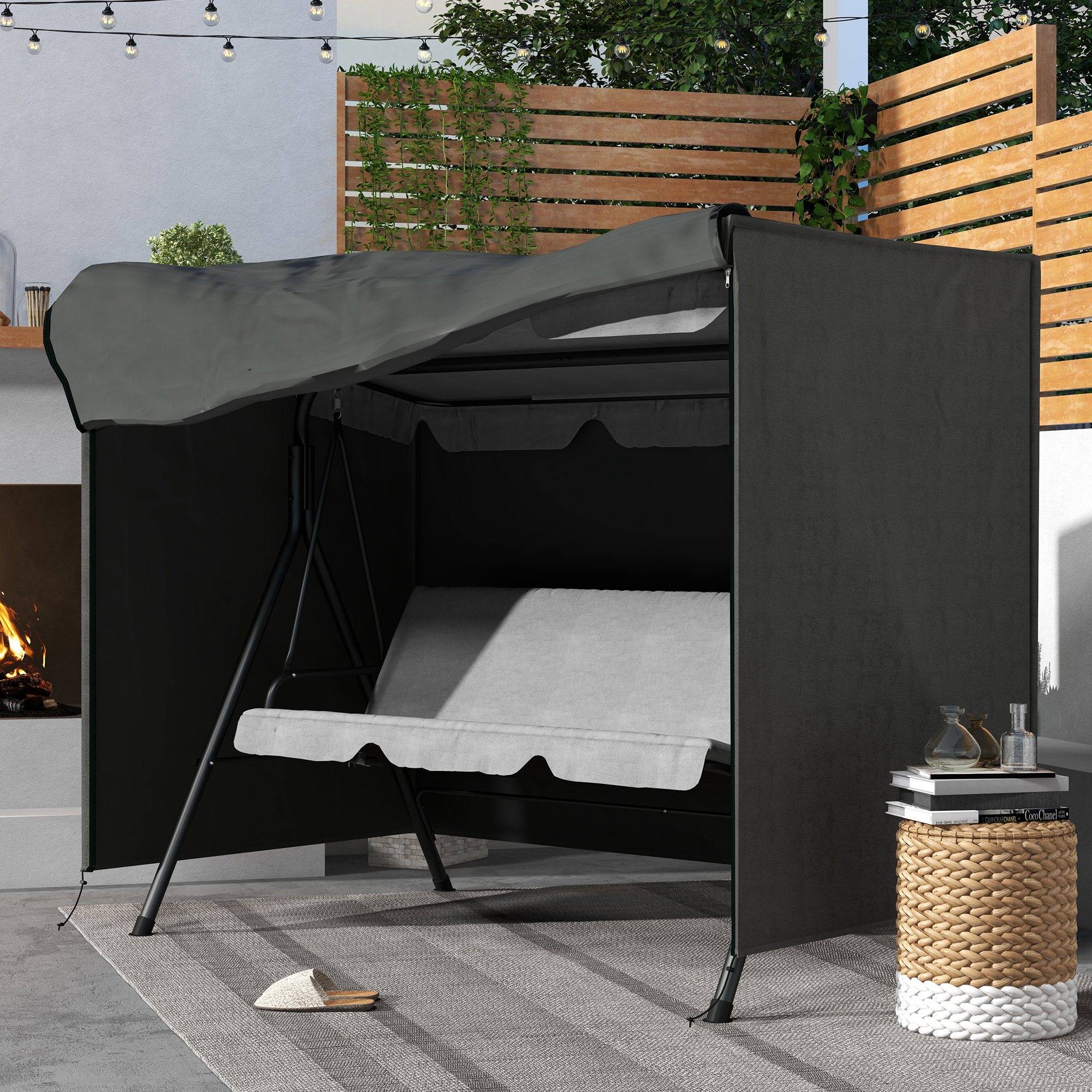 ComfortXL - Housse de protection pour balancelle de jardin tissu Oxford imperméable 205x124x164cm gris foncé - ComfortXL Outdoor Living - Image 3