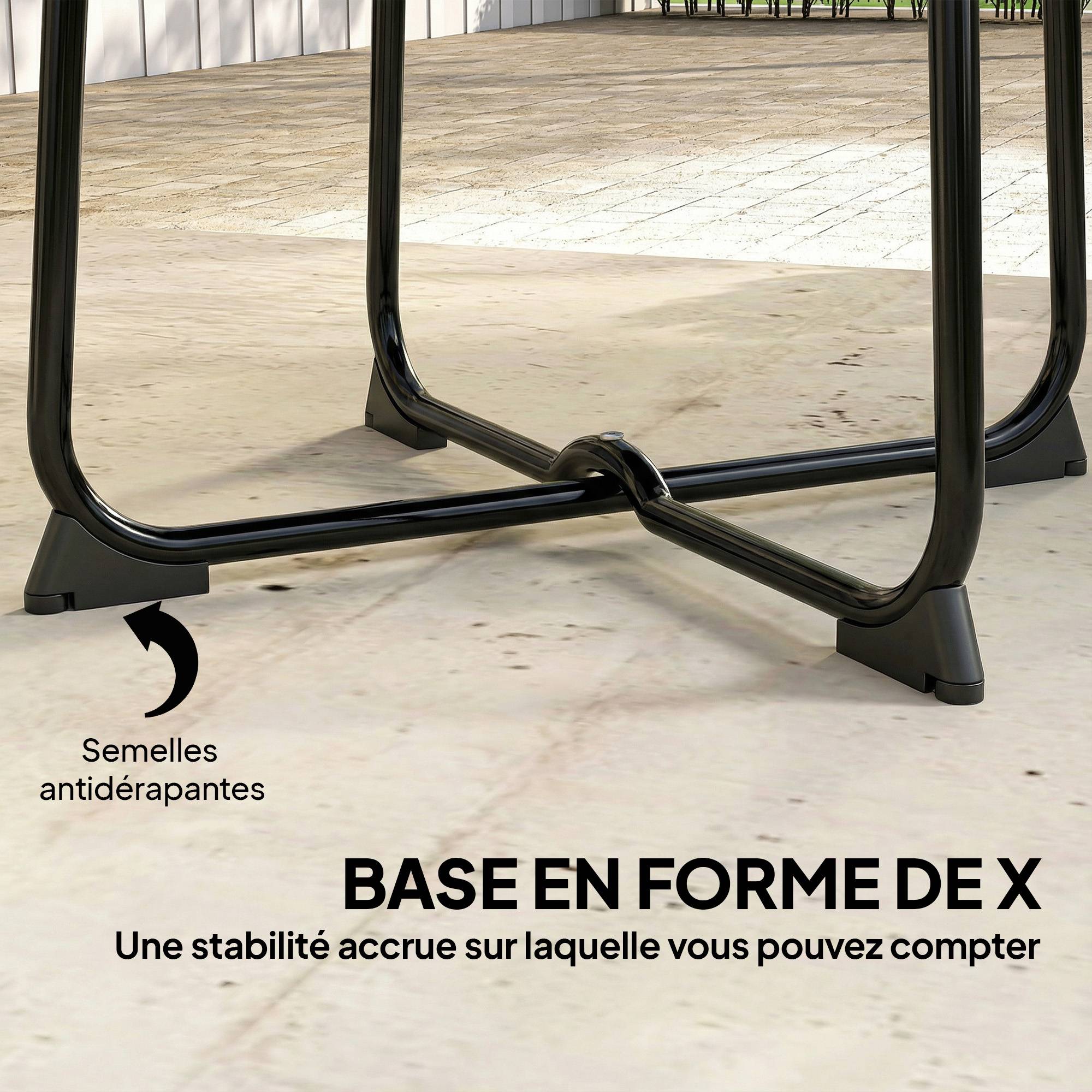 Table basse extérieure pour 2 personnes, table de jardin ronde base en X avec structure en métal, Ø 50 x 45,5 cm, noir - Image 8