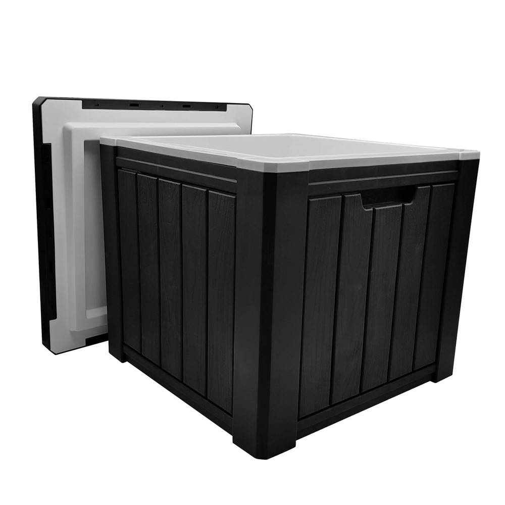 Glacière "ice cube" multifonction table ou tabouret effet bois 37 L - Image 3
