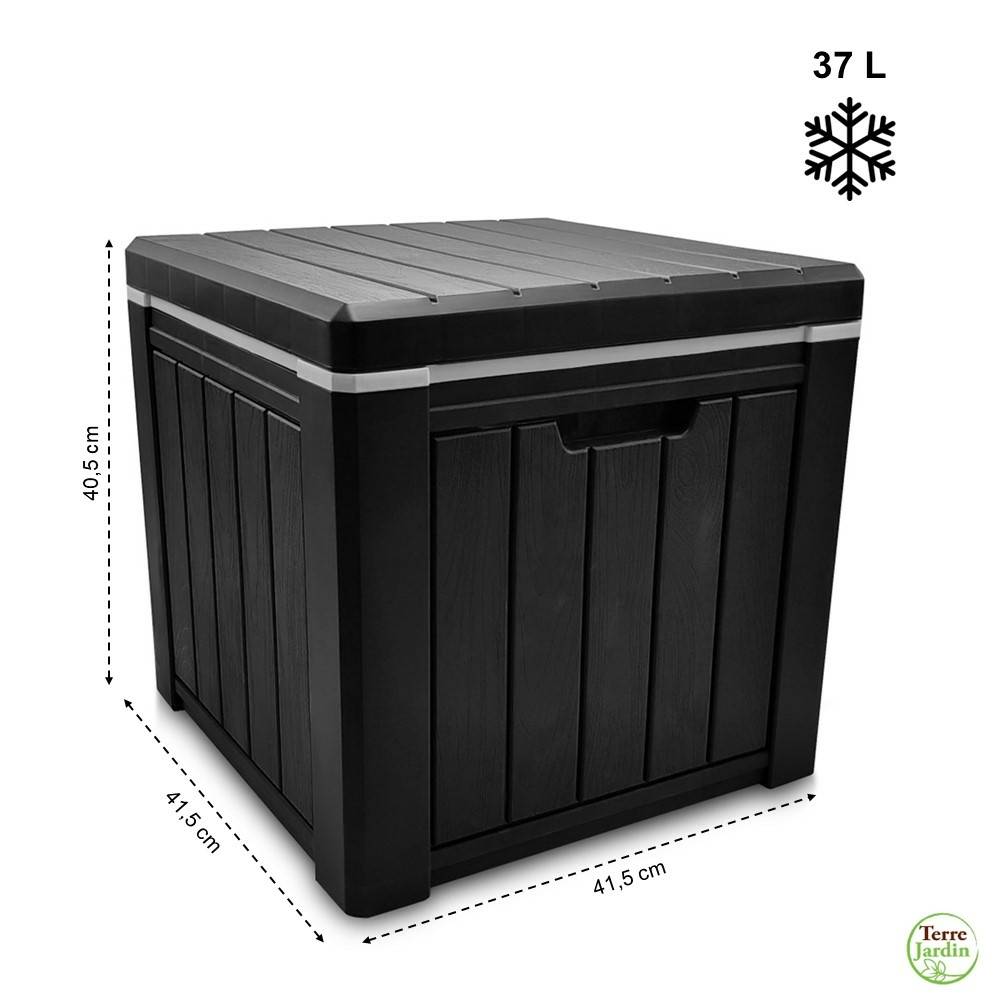 Glacière "ice cube" multifonction table ou tabouret effet bois 37 L - Image 2