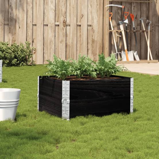 Jardinière bois de pin noir 80 x 60 x 41 cm - PANGIVO - Image 1