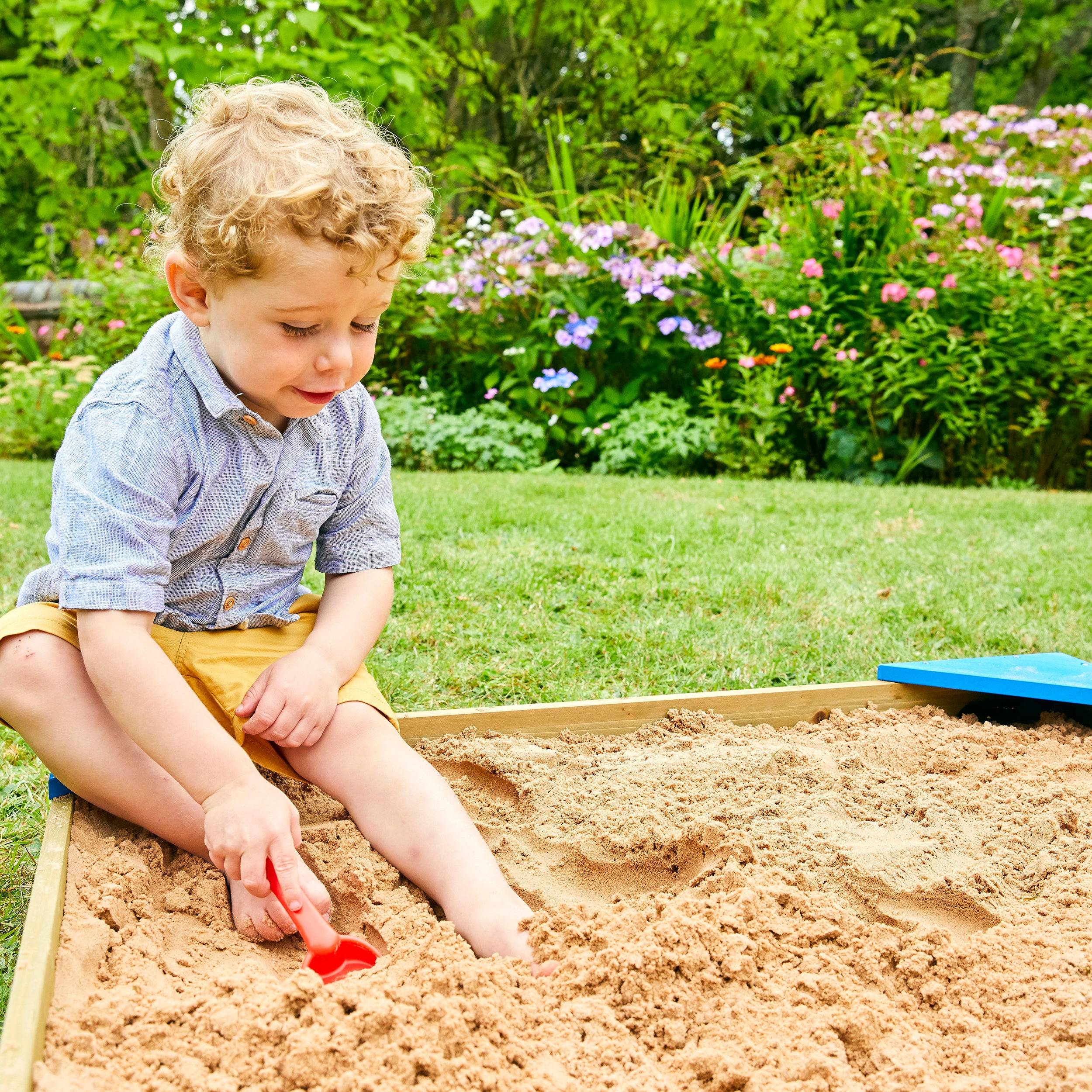 Tp Toys - Bac à sable enfant avec bâche et couverture bois FSC® - Image 4
