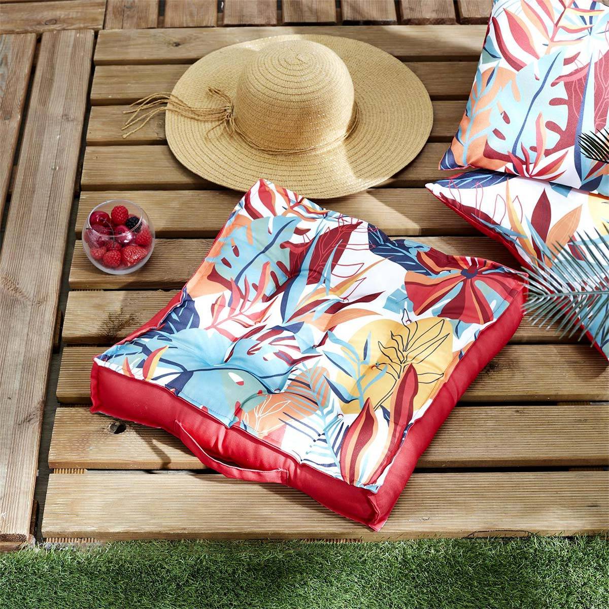 The Home Deco Factory - Coussin de Sol Déco "Paradis Exotique" 40x40cm Multicolore - Image 2