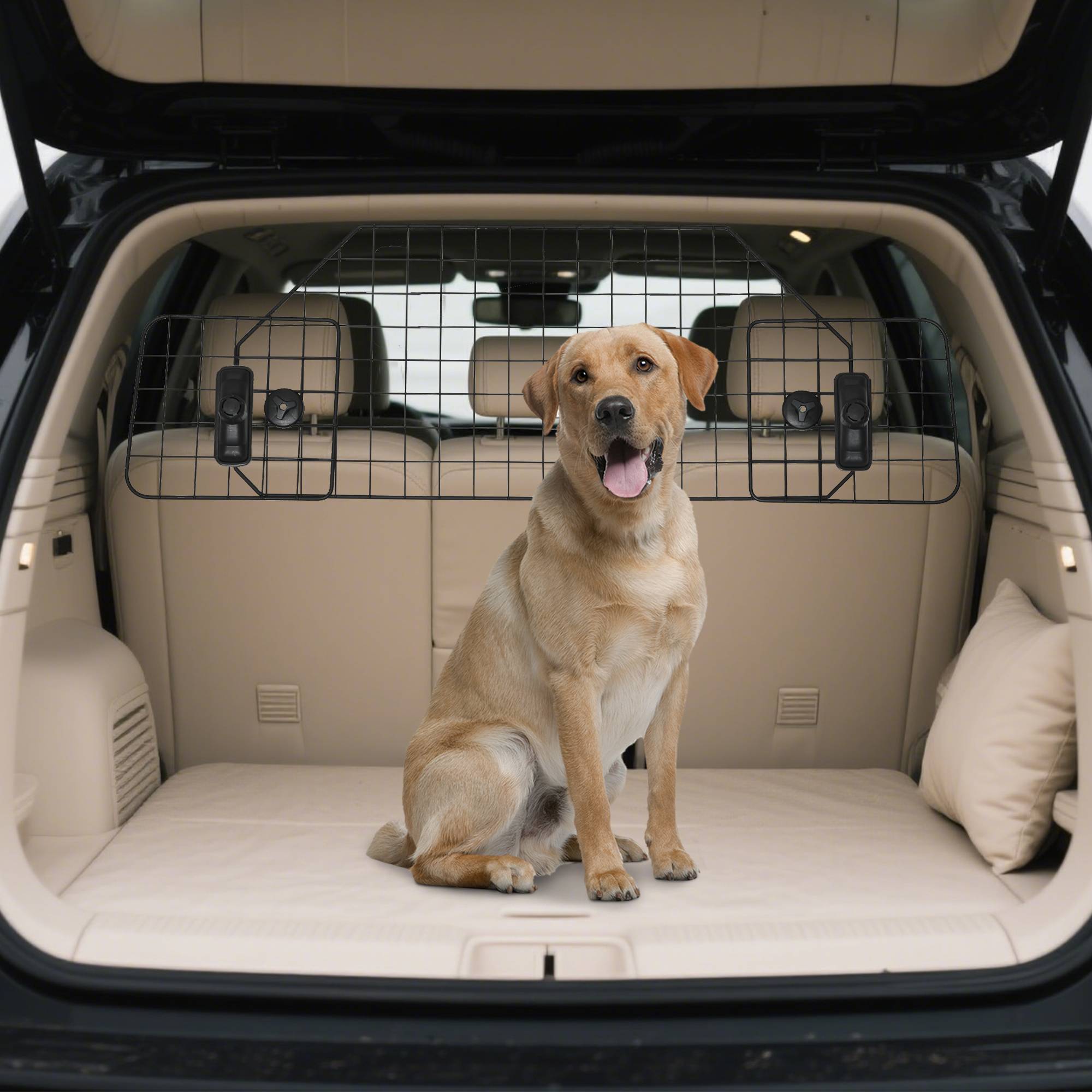 Sans Marque - Grille protection chien barrière sécurité voiture largeur ajustable 90-120 cm noir - Image 4