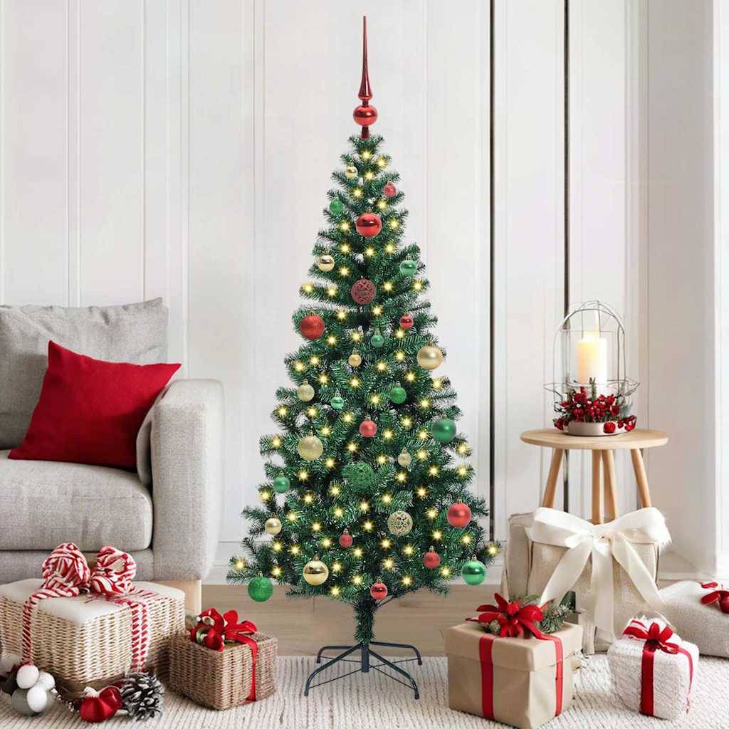 Sapin de Noël | Arbre de Noël artificiel pré-éclairé Vert 150 cm PVC et métal Maison Chic - Image 2