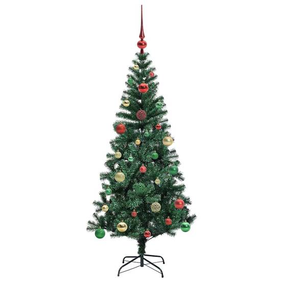 Sapin de Noël | Arbre de Noël artificiel pré-éclairé Vert 150 cm PVC et métal Maison Chic - Image 6