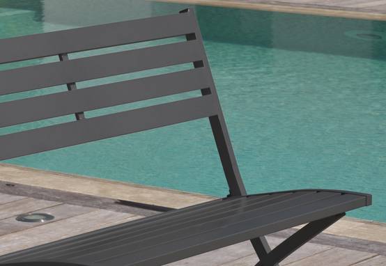Banc de jardin pliant en aluminium - Gris anthracite - MARIUS - Image 3