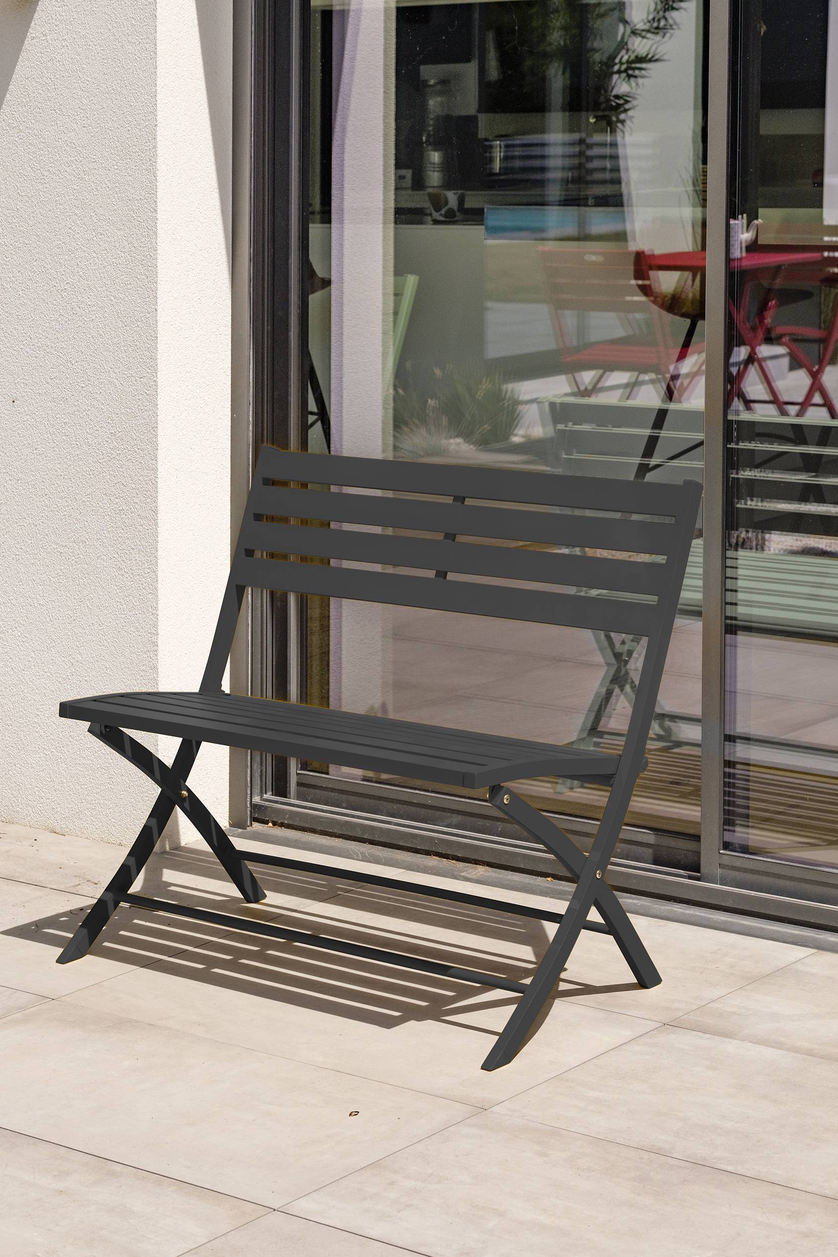 Banc de jardin pliant en aluminium  - Gris anthracite - MARIUS - Image 2