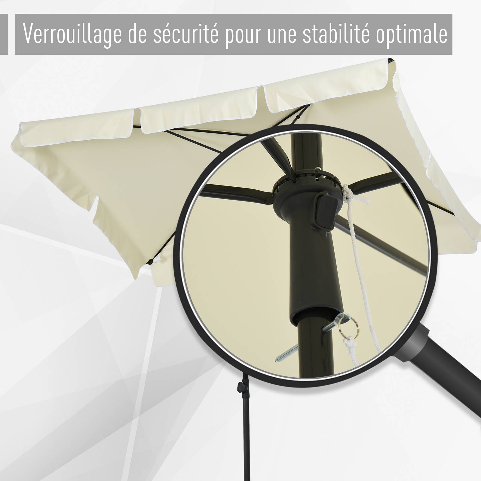 ComfortXL - Parasol droit rectangulaire aluminium jardin balcon inclinable 198x130cm beige - ComfortXL Outdoor Living - Image 9