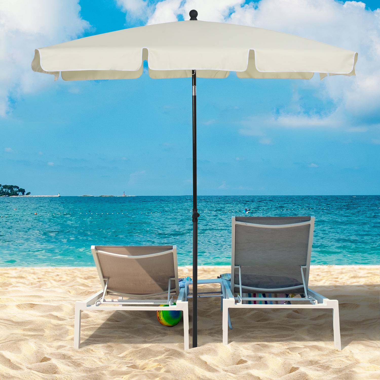 ComfortXL - Parasol droit rectangulaire aluminium jardin balcon inclinable 198x130cm beige - ComfortXL Outdoor Living - Image 3