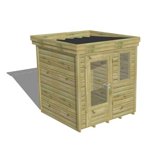 ABRI DE JARDIN bois autoclave 27mm - 2,14x2,14m / 5m2 - Bac acier - Plancher bois - Image 1