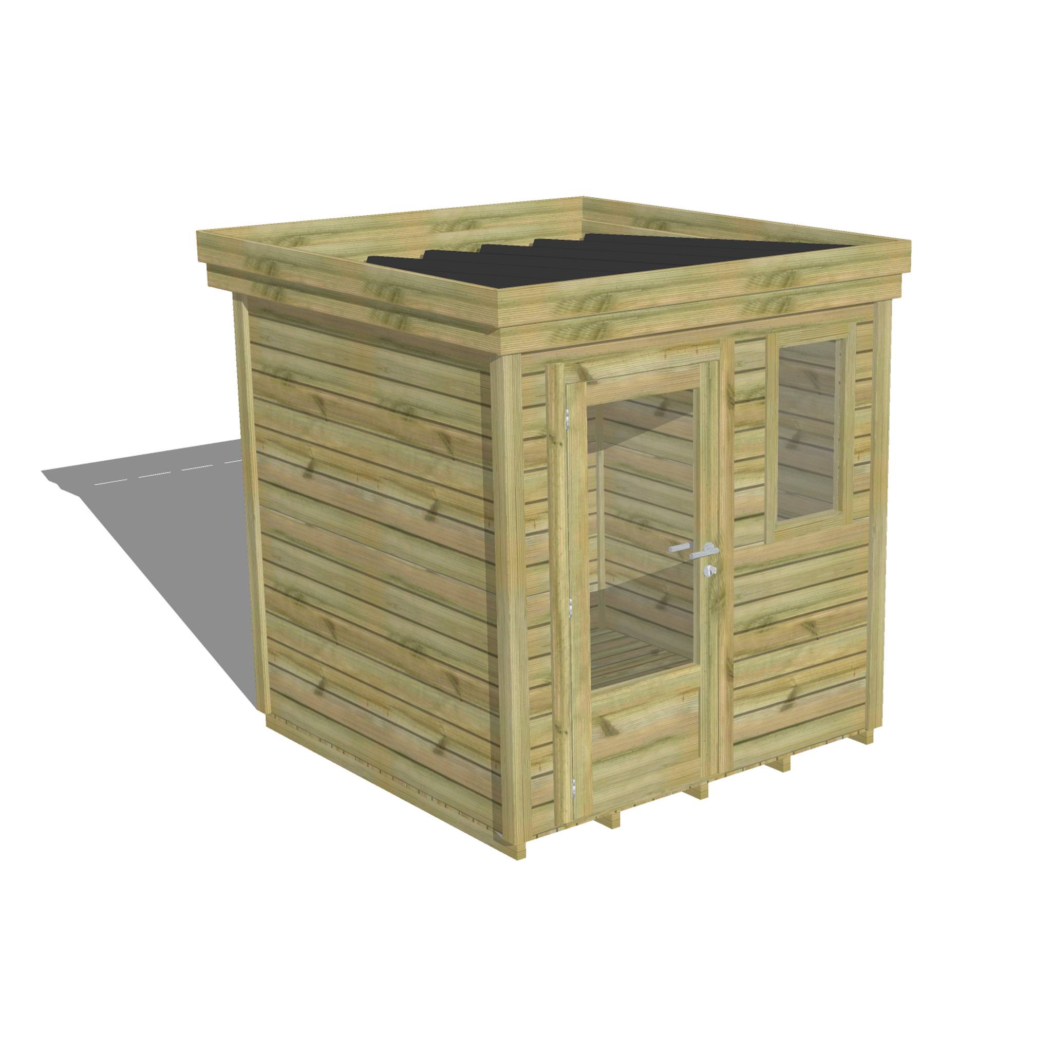 ABRI DE JARDIN bois  autoclave 27mm - 2,14x2,14m / 5m2 - Bac acier - Plancher bois - Image 1