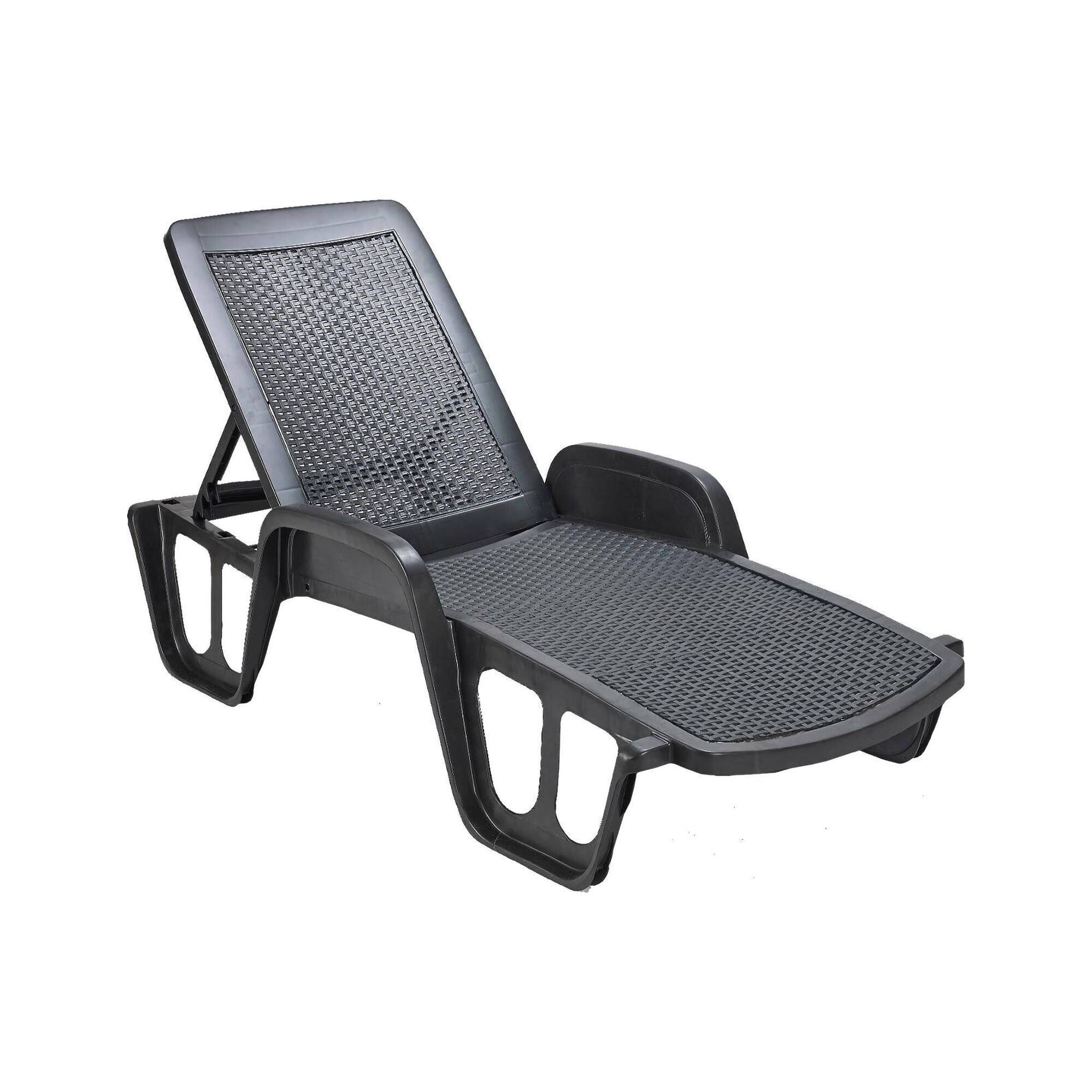 Dmora - Bains de soleil Dinite, Chaise longue de jardin réglable avec accoudoirs, Chaise longue d'extérieur, 192x71h100 cm, Anthracite - Dmora - Image 1