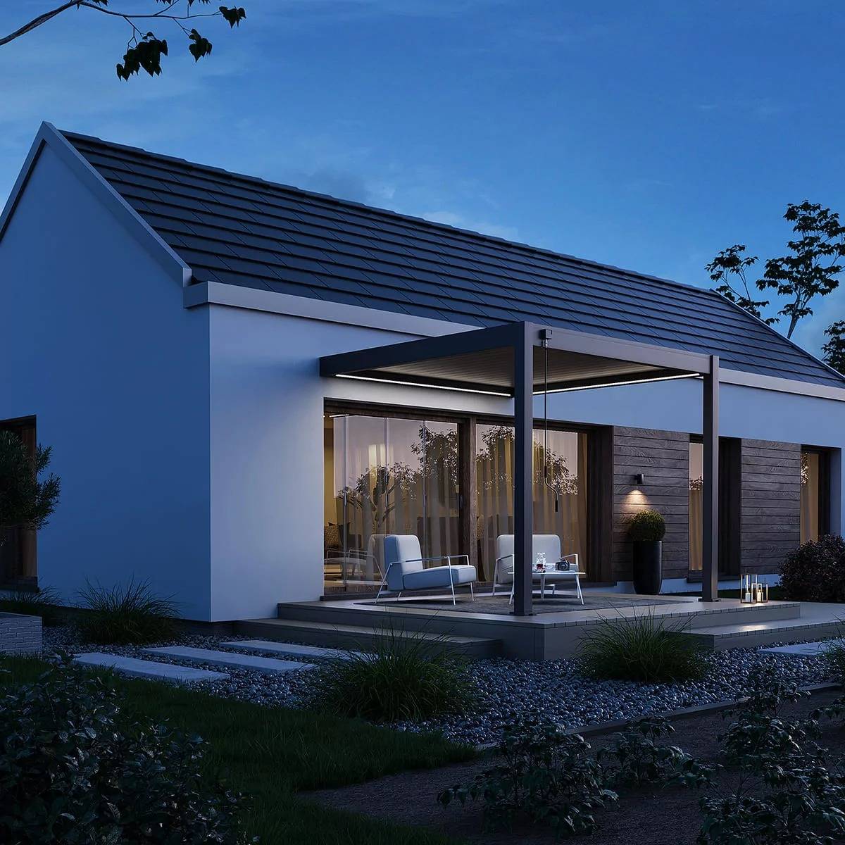 Ombrea - Pergola adossée VS 3 x 3 m à lames doubles orientables - aluminium - étanche avec drainage intégré - Image 1