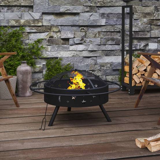 ComfortXL - Brasero Foyer Carré de Jardin 70cm en Acier avec Tisonnier et Grille – ComfortXL Outdoor Living - Image 1