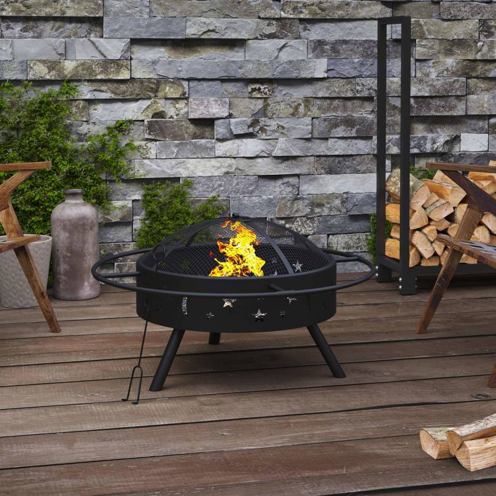 ComfortXL - Brasero Foyer Carré de Jardin 70cm en Acier avec Tisonnier et Grille – ComfortXL Outdoor Living - Image 1