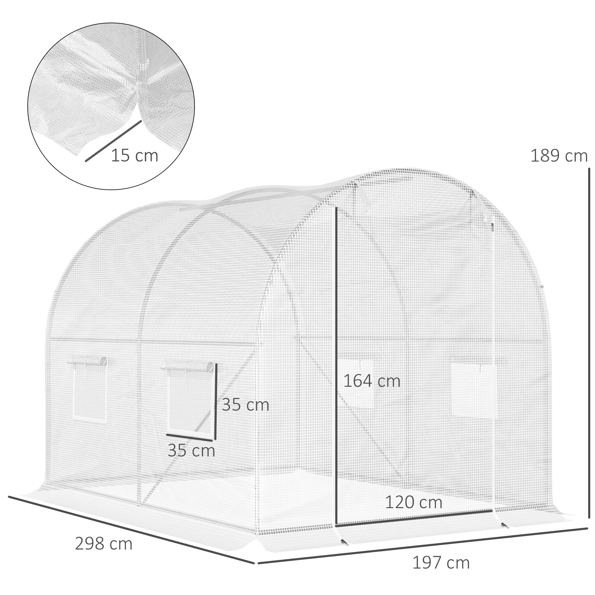 Serre de Jardin Tunnel 6m² Acier galvanisé renforcé 4 fenêtres pour potager 3x2x1,9m Blanc - ComfortXL Outdoor Living - Image 5